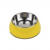 Comedero/Bebedero redondo con bowl de acero inoxiodable - Amarillo