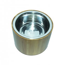 Comedero/Bebedero circular de Bamboo con bowls de acero inoxidable