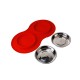 Comedero/Bebedero doble de silicona con bowl de acero inoxidable - Small - Rojo
