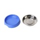 Comedero/Bebedero para gato de melamina con bowl de acero inoxiadable - Medium - Azul