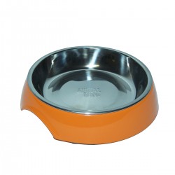 Comedero/Bebedero para gato de melamina con bowl de acero inoxiadable - Small - Naranja