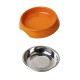Comedero/Bebedero para gato de melamina con bowl de acero inoxiadable - Small - Naranja