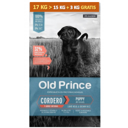Old Prince Novel Cordero y Arroz Cachorros 15 + 2 kg de Regalo